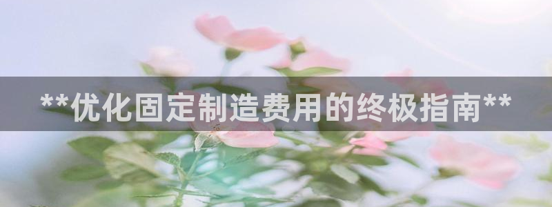 彩神客服电话：**优化固定制造费用的终极指南**