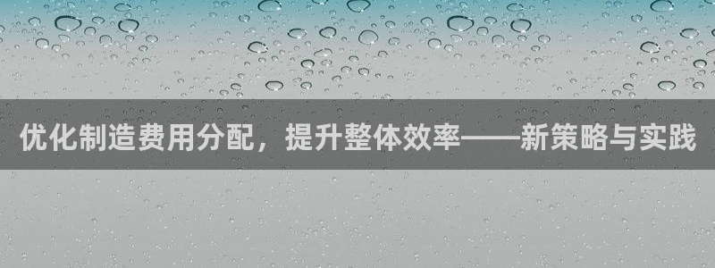彩神v8是一个什么平台：优化制造费用分配，提升整体效率——新策略与实践
